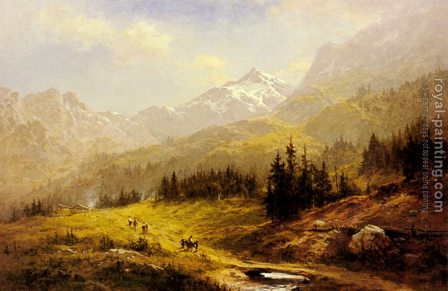 Benjamin Williams Leader : The Wengen Alps, Morning In Switzerland